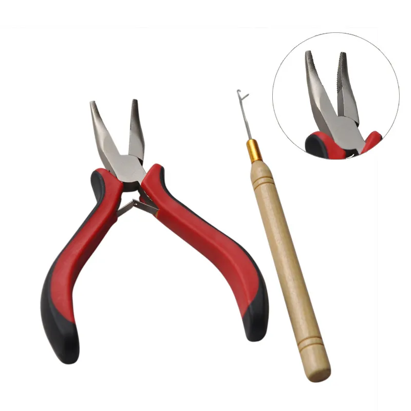 Один набор инструментов для наращивания волос Щипцы для наращивания волос открывалка+ тянущий крюк игла для микро кольца инструменты