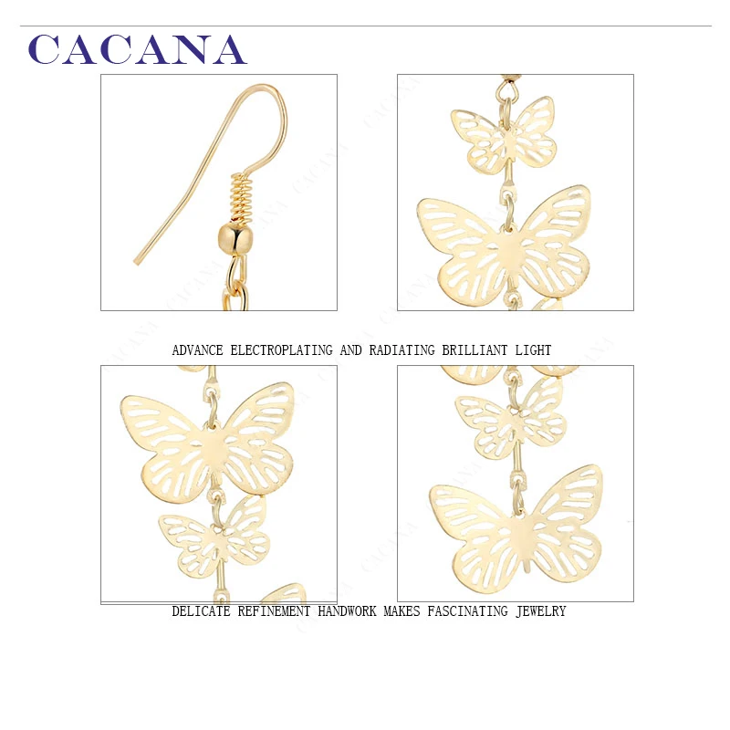 CACANA Dangle Long Earrings For Women Flying Butterfly Fashion Top Quality Bijouterie Hot Sale No.A219 A220