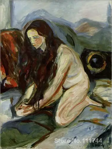 

Canvas paintings Nude kneeling Edvard Munch artwork Hand painted High quality