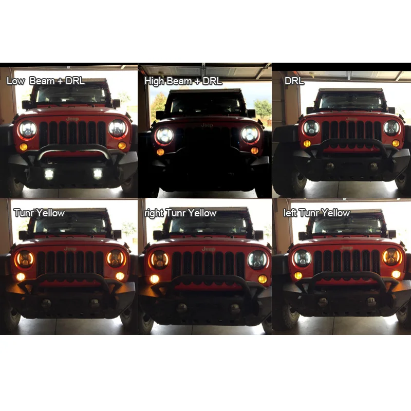 1 Pair  1 7 Inch LED Headlight With Halo Angel Eyes For Lada 4x4 urban Niva Jeep JK Land rover defender Hummer Led Headlamp (1)