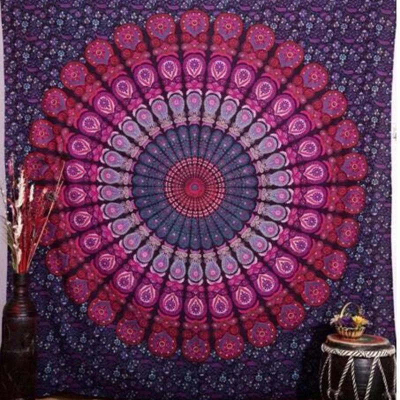 

Peacock Tapestry Blue Home Textiles Indian Mandala Tapestry Wall Hanging Bohemian Bedspread Hippie Sheet