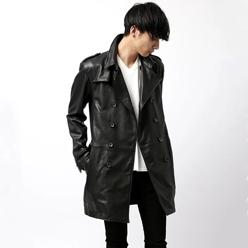 Best So tender!Only 37 pieces!Exported to Japan!Italy without coating lamb skin leather leather male long windbreaker 2