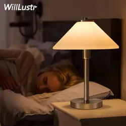 Willlustr современный белый оттенок, настольная лампа матовое стекло абажур ночной Светильник бюро Чтение свет кабинет спальня лампа