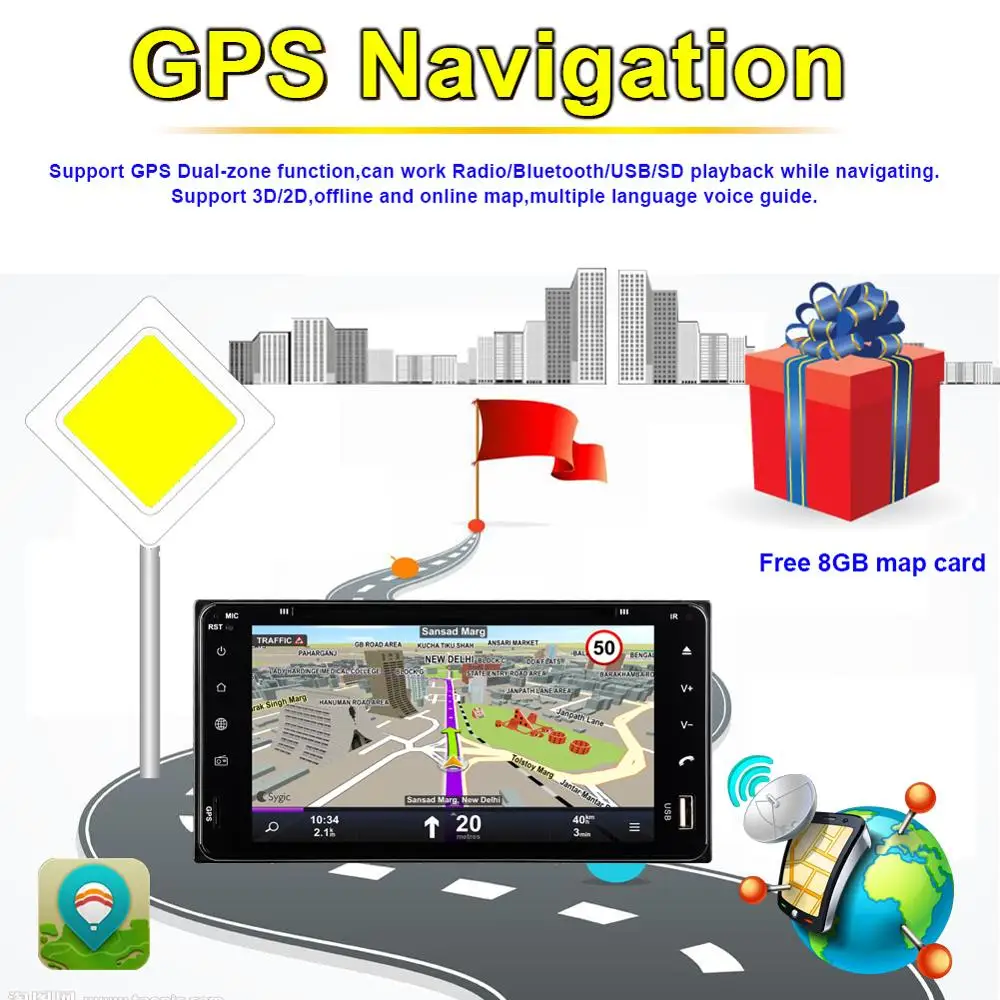Sale 8 Core Android 8.0 Car DVD Player with GPS Navigation Universal Model For Toyota Fortuner Corolla Vios Yaris Hilux Radio Stereo 4