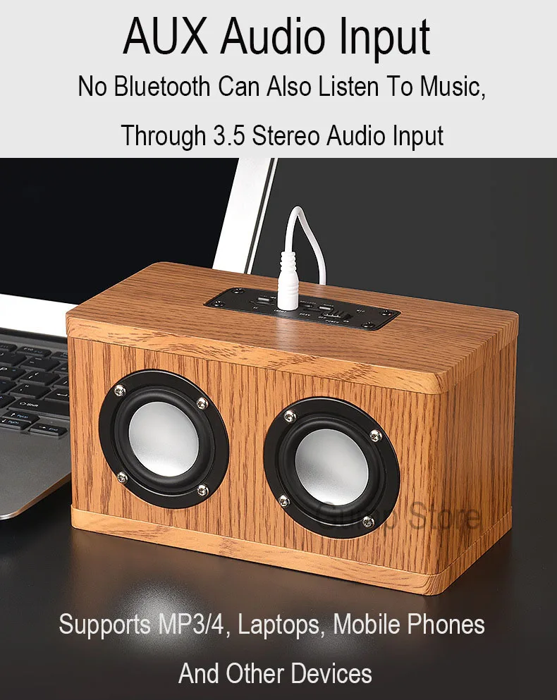 Двойные роговые деревянные bluetooth колонки портативный сабвуфер Hi-Fi музыка bluetooth аудио деревянный приемник handfree вызов беспроводные колонки