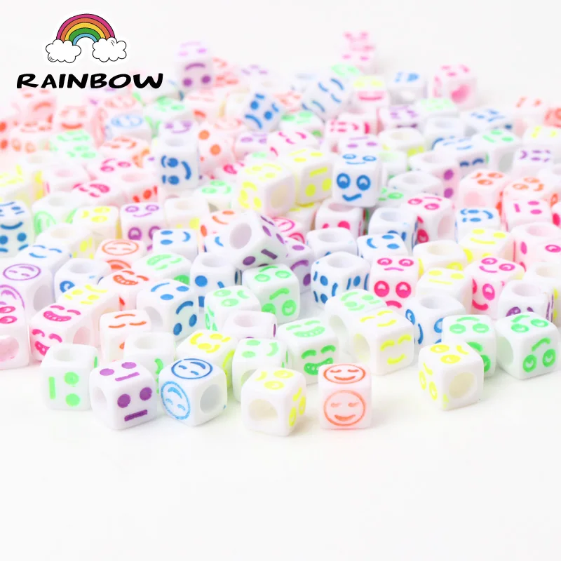 Mixed Acrylic Material Smile Face Cube Beads Spacer Loose For Jewelry Making Decoration DIY 6mm 100pcs | Украшения и аксессуары
