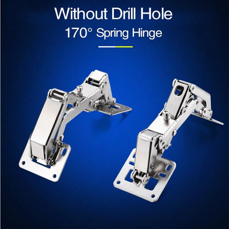 Сверхмощный дверной шарнир, отрегулированный на 130-170 градусов, шарнир для угловой двери шкафа, без сверления отверстий, пружинный шарнир в форме моста
