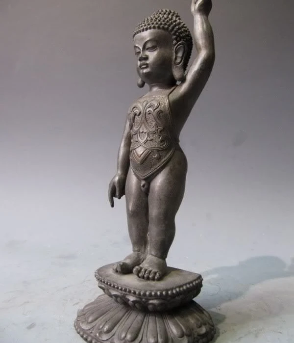 

Tibet Buddhism Temple Old Bronze Copper Buddhist Boy Sakyamuni Buddha Statue