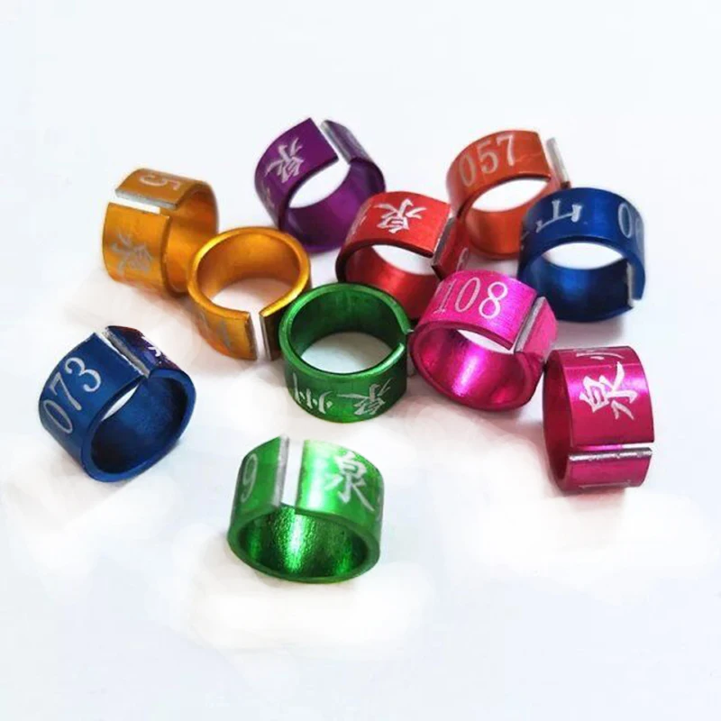 

100 Pcs 8mm Pigeon rings Pet Bird Digital Aluminum Foot Ring Customized Name phone number