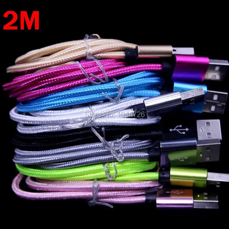 imágenes para Envío 2 m y 1 m de nylon Trenzado Micro V8 usb data cable para accesorios paquetes para samsung s3 s4 s6 s7 para blackberry htc lg 100 unids/lote imágenes para Envío 2 m y 1 m de nylon Trenzado Micro V8 usb data cable para accesorios paquetes para samsung s3 s4 s6 s7 para blackberry htc lg 100 unids/lote