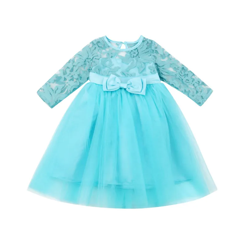 

Princess lace flower party Pageant Prom Beauty Gown Dresses Fashion Toddler Girls 1-6Y Bowknot Wedding Cute tulle sundress New