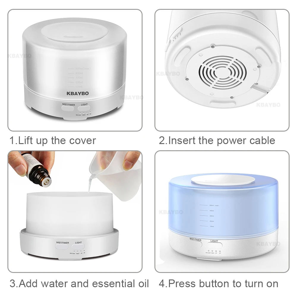 Buy 400 to 500ml Remote Control Ultrasonic Air Aroma Humidifier 7 Color LED Light Electric Aromatherapy Essential Oil Aroma Diffuser