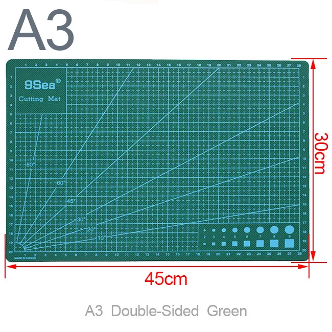 A5, A4, A3, кожа, ремесло, резка, гравировка, коврик, мягкий коврик, ручная доска, толщина 3 мм, дюймовый размер, резка, коврик, удар, шитье - Цвет: A3 Cutting Mat green