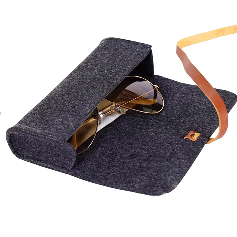 Высокого качества, полезный мягкий войлочный чехол для солнцезащитных очков квадратный сплошной цвет легко носить макияж чехлы для очков очки защитная сумка - Цвет: Dark gray