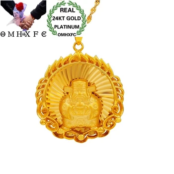 

OMHXFC Wholesale European Fashion Woman Man Unisex Party Birthday Wedding Gift Round Fortune God 24KT Gold Pendant Charm EP51