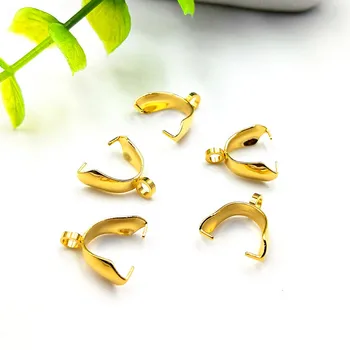

50pcs 9/11.5/13mm Golden 316L Stainless Steel Jewelry Making Pinch Bails DIY Material High Quality