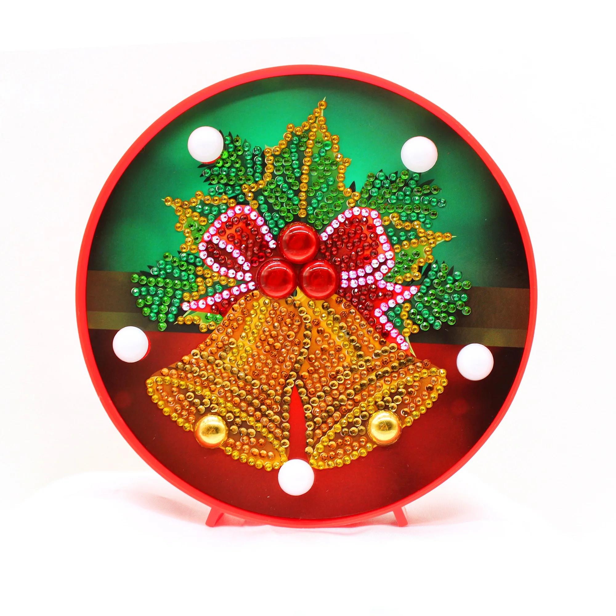 

Mini Diy Diamond Painting Bell Snowman Led Light Embroidery Kits With Frame Crystal Beads Round Circle Small Gift ZXD047