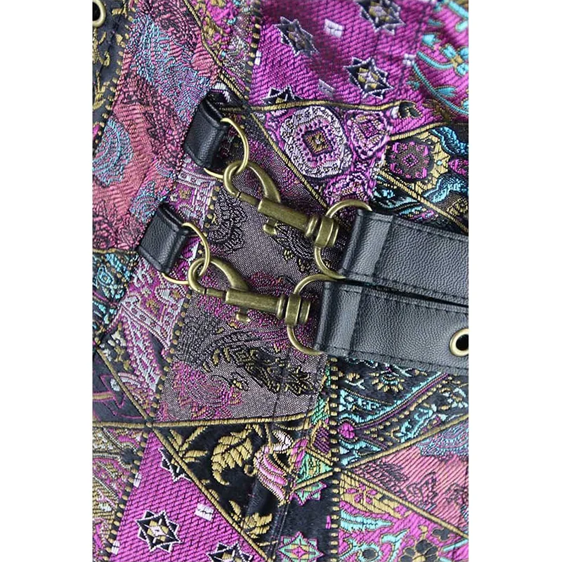 Stylish Skull Pattern Steampunk Corset Black Sexy Gothic Women's Punk Faux Leather Steel Boned Bustiers Plus Size Espartilho 6XL W35918 (11)
