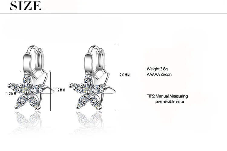 Anenjery простые изысканные 925 пробы серебряные серьги двухслойные пятилепестковые циркониевые серьги с цветочным мотивом для женщин oorbellen S-E776