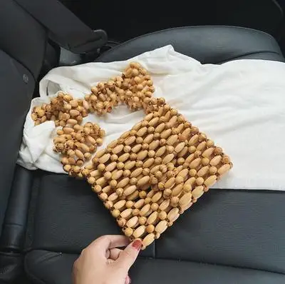 

2019 women's bag antique new ins same hand-woven girl from natural wooden beads handbag vintage bamboo bag beach bag