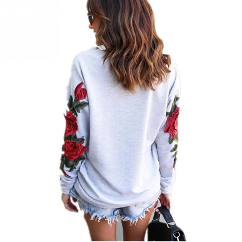 Autumn Winter New Fashion Hole Coat Rose Embroidery Lady