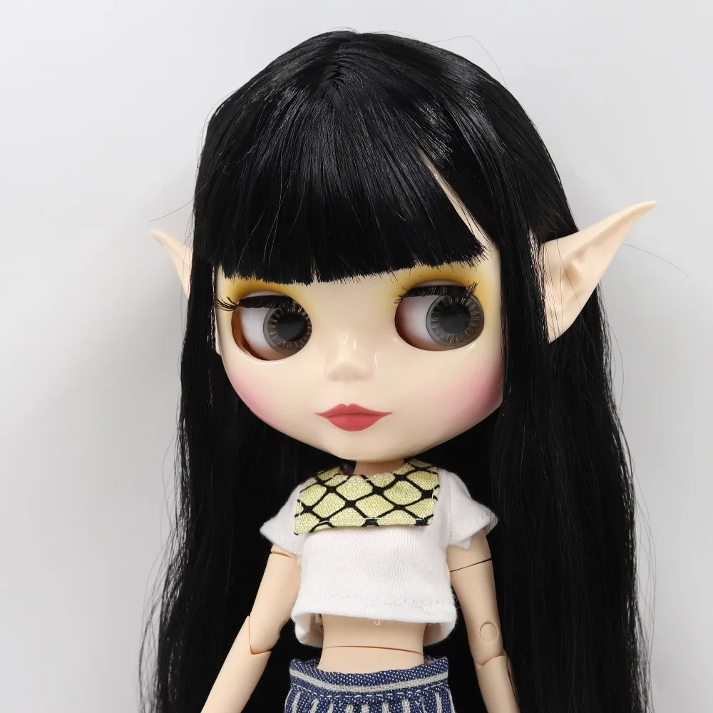 Ледяная фабрика blyth кукла 1/6 bjd белая кожа сустава тела черные волосы BL117, блестящее лицо или новое матовое лицо