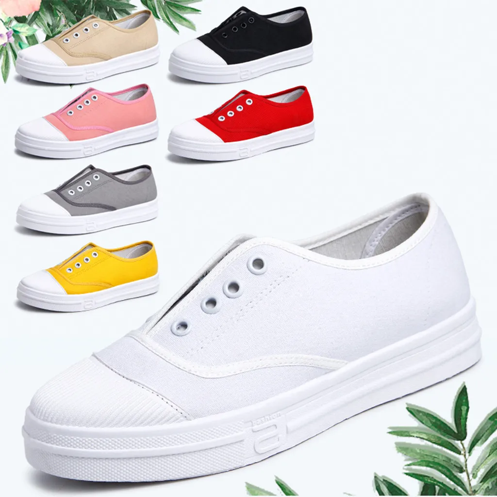 

SAGACE New Women Flat Shoes Solid Canvas Shoes Summmer Flats Lace-Up Breathable Casual Style Shoes Female Drop Shipping 951414