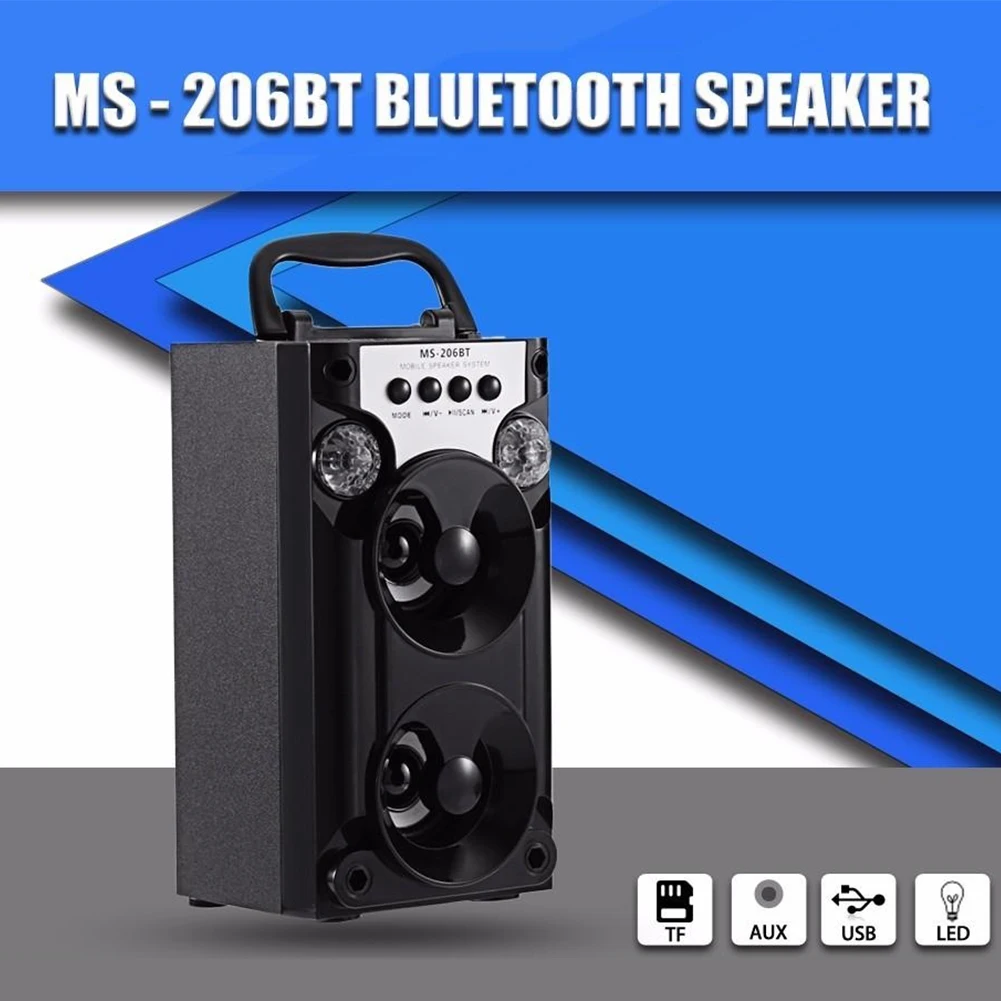 

MS-206BT Portable Aux Support Music Player Outdoor Wireless Support TF Card Bluetooth FM Radio Speaker