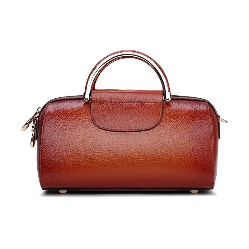 Luxury novel pillow-shaped designer genuine leather women handbags high quality simple casual round hard handle women bag