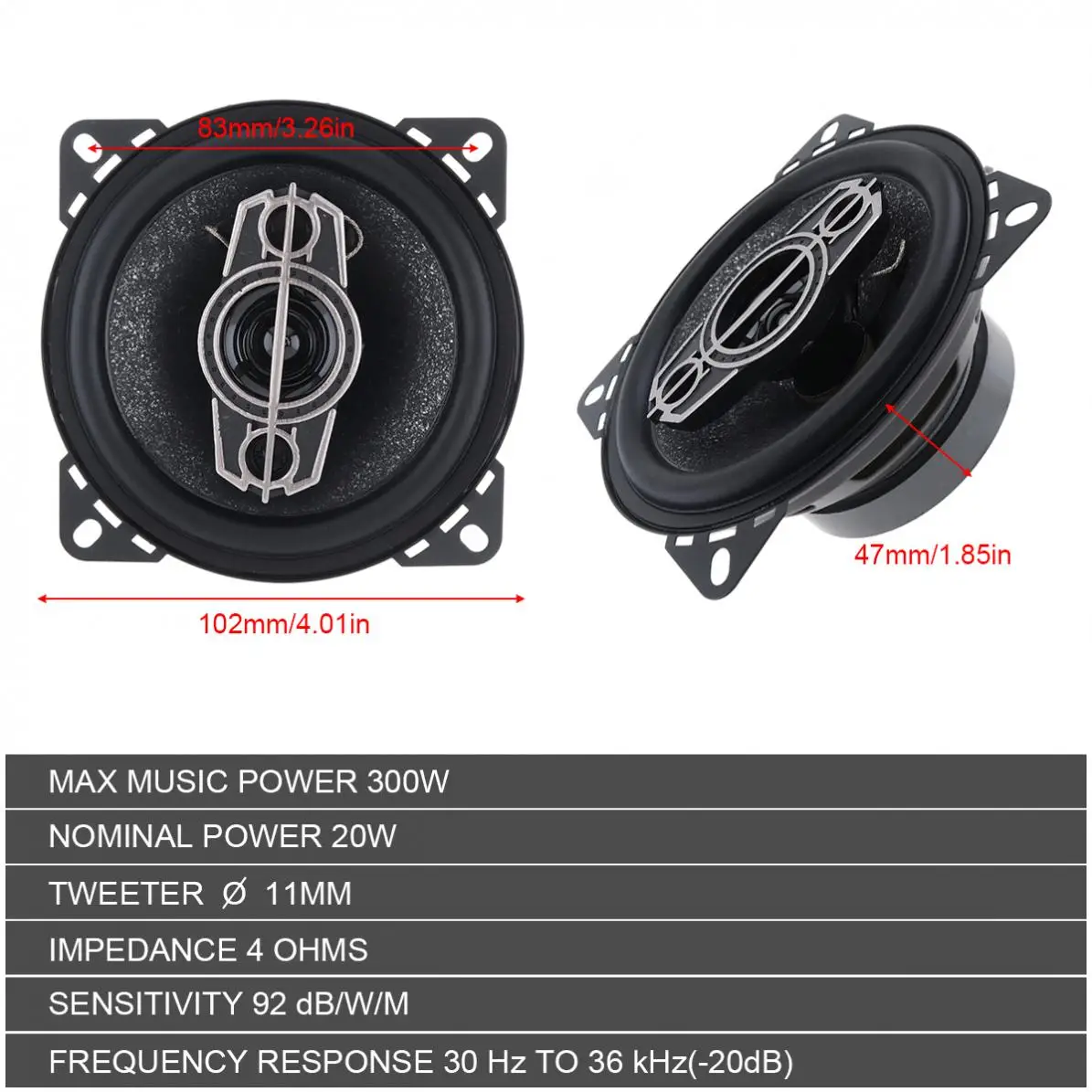 

2pcs 4 Inch 300W 4 Way Universal Car Coaxial Auto Music Stereo Full Range Frequency Hifi Speakers Non-destructive Installation
