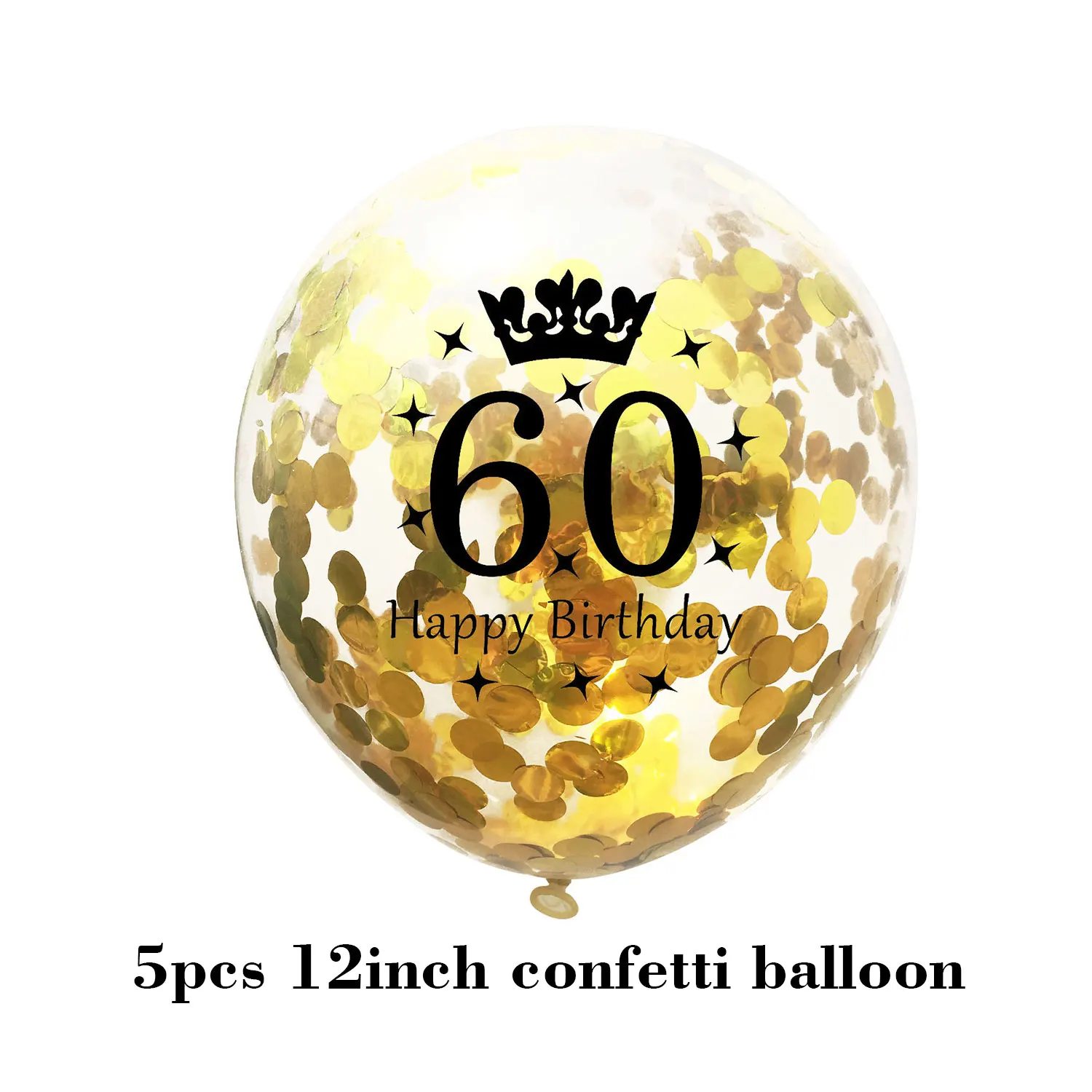 Happy Birthday Confetti Balloon Number Balloon Adult Birthday Cake Topper Gift Sticker For 16 18 21 30 40 50 60 Years Decoration - Цвет: 60 gold balloon