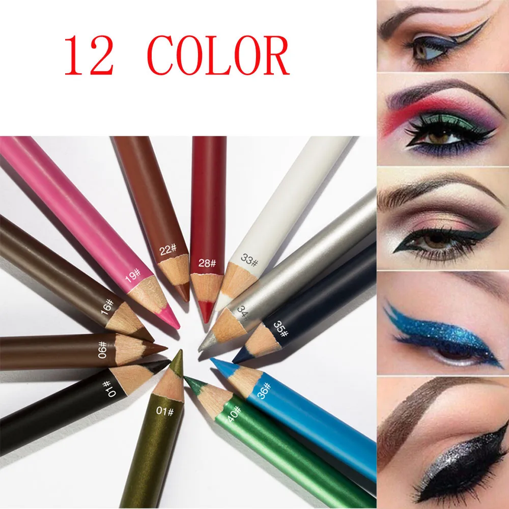 

12 Pcs/set Color Waterproof Makeup Eyeliner Pen Lip Line Pen Lipstick Eye Liner Pen Pencil Beauty Cosmetic Tool *