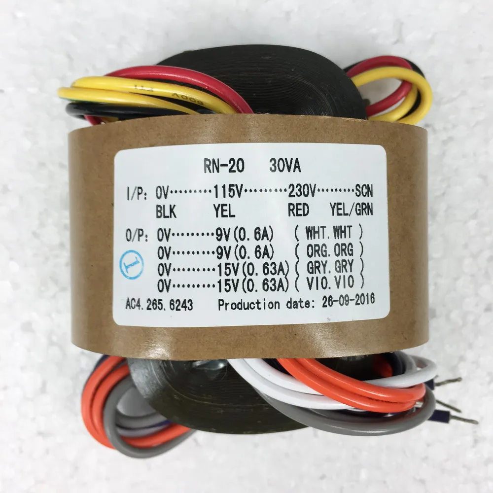 

115V/230V 30W R type transformer Dual 9V Dual 15V output for DAC/Amplifier