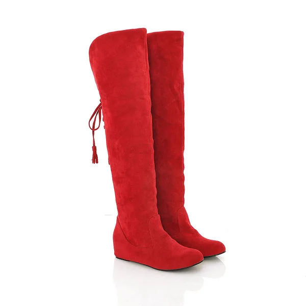 Г. Новые зимние модели, зимние сапоги женские ботфорты женские высокие сапоги-трубы Feminino zapatos mujer Bota, Размеры 35-41 - Цвет: 4   red