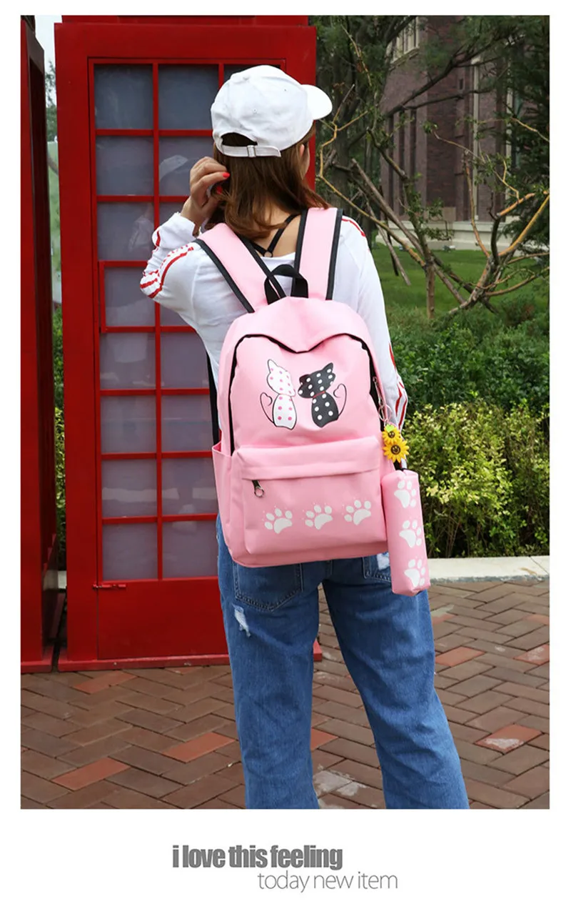 Sac à dos fille toile 4 pièces 5