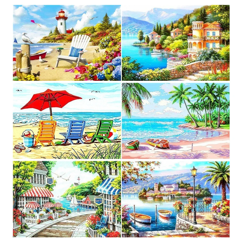 

5D Diy Daimond Painting Cross-stitch scenery seaside 3D Diamond mosaic kit Full Rhinestone Painting Embroidery Diamant landscape