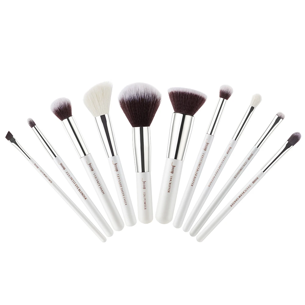 Набор кистей для макияжа Jessup набор с жемчугом белый/серебристый|brush set make up|brand makeup