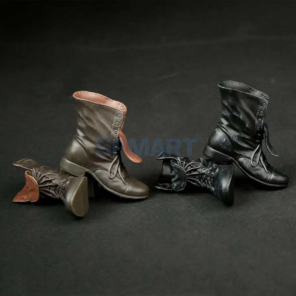 2 Pairs 1/6 Scale Rubber Made Leather Ankle Boots For 12