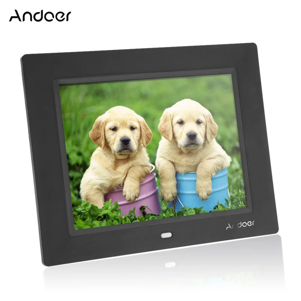 Andoer 8 ''ультратонкий HD TFT-LCD Цифровая фоторамка Будильник MP3 MP4 киноплеер с пультом дистанционного рабочего стола - Цвет: Черный