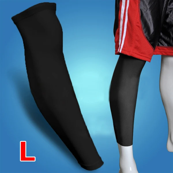 SZ-LGFM-NEW Спортивный футбол баскетбол велоспорт стреч ноги колено длинный рукав 7 цветов L-черный