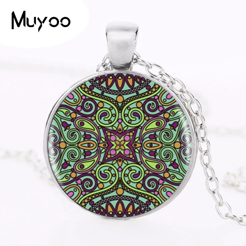 Buddhism Mandala Pendant Necklace Om Yoga Art Chakra Sacred Geometry Pendant Religious Jewelry Amulet Necklace HZ1