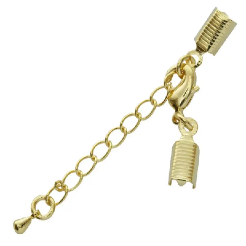 10pcs Brass Clasp & Clip Ends Set, Lobster Claw Clasp with Cord Crimp