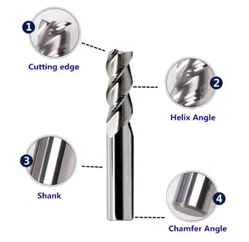 

CLEARANCE 3/8 (9.525) Inch size 3 Flute Flat Square End Mills for Aluminum Polish Sharp 3/8(9.525)*22*72*3F