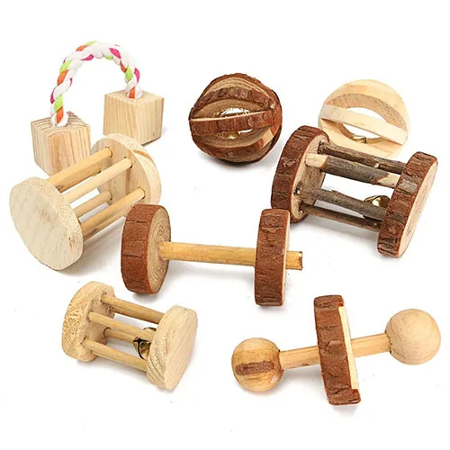 Natural Wood Mini Exercise font b Pet b font Chew Toys Teeth Care Molar Toy for