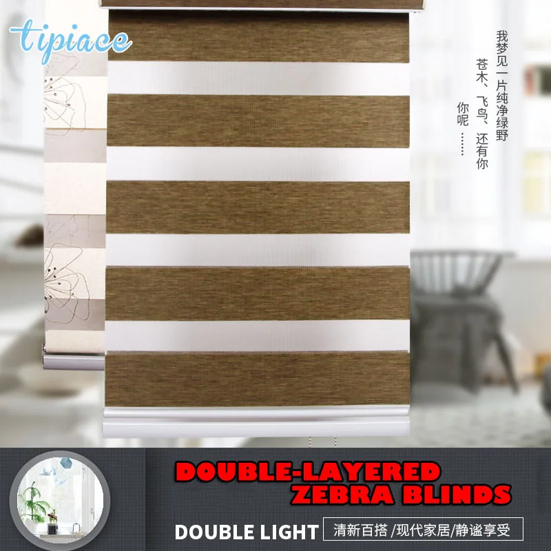 Persianas de doble capa de cebra impermeables tela de aleación de aluminio PERSIANAS de cubierta a prueba de polvo para el baño de oficina de varios colores tamaño personalizado