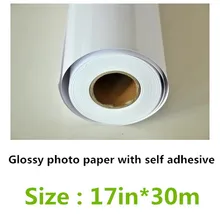 17in* 30 м высокое качество заводской поставки 150gsm Стикеры/самоклеющиеся glossy photo рулона бумаги