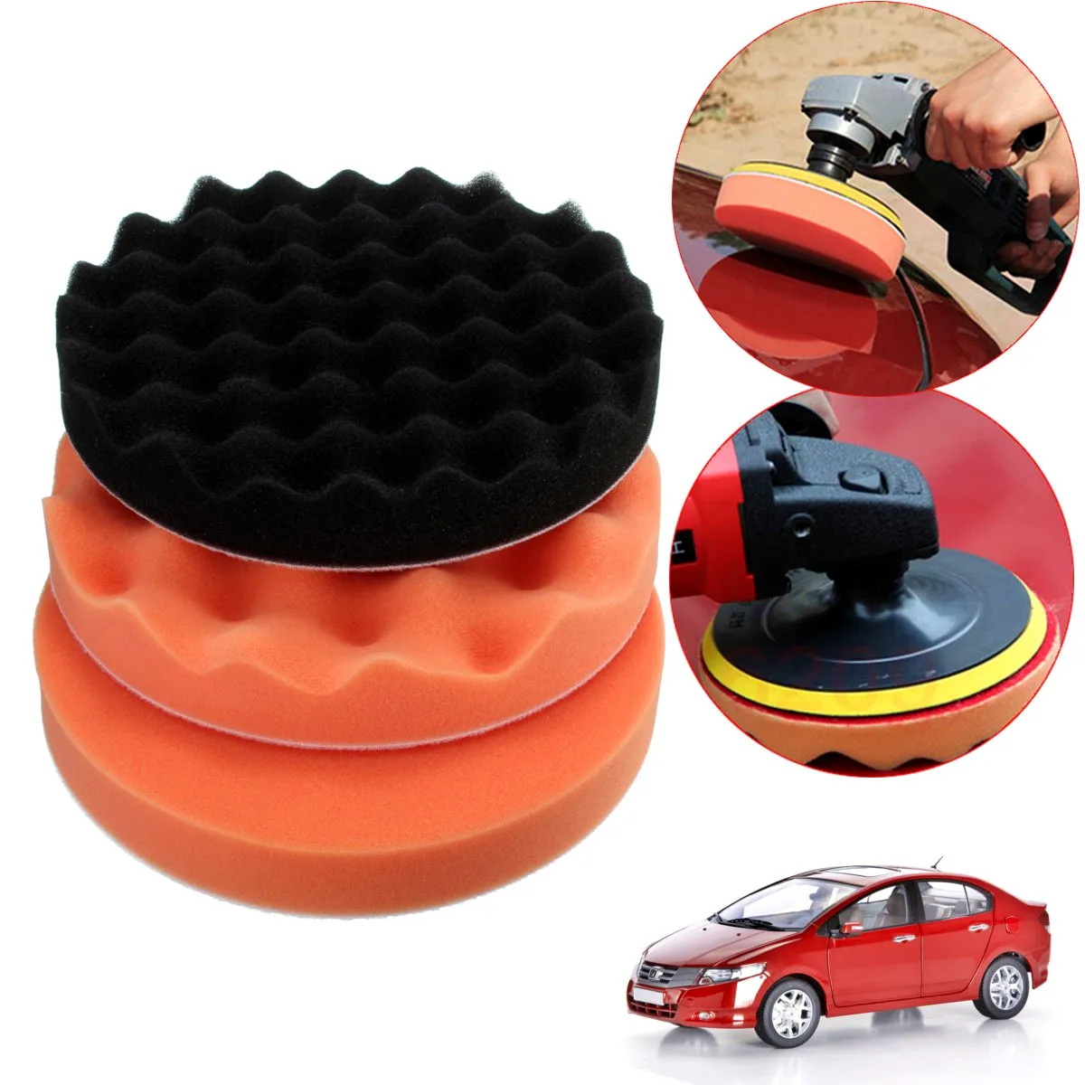 

1Pcs 7inch 18cm Sponge Ball Polishing Pad Wave Plane Car Polisher Orange