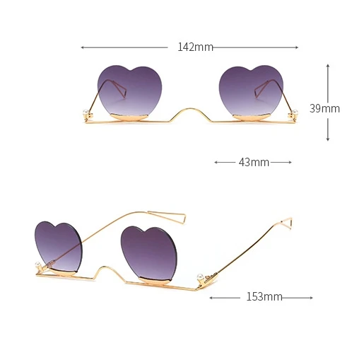Индивидуальные солнцезащитные очки в форме сердца для мужчин и женщин Модные Оттенки UV400 Винтажные Очки 47927