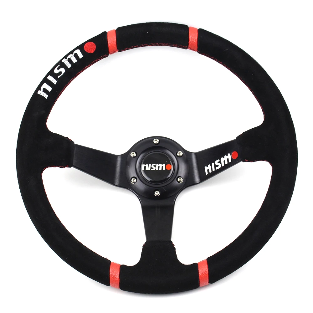 

350mm 14'' Deep Dish Car Suede leather Drift Racing Sport Steering Wheel