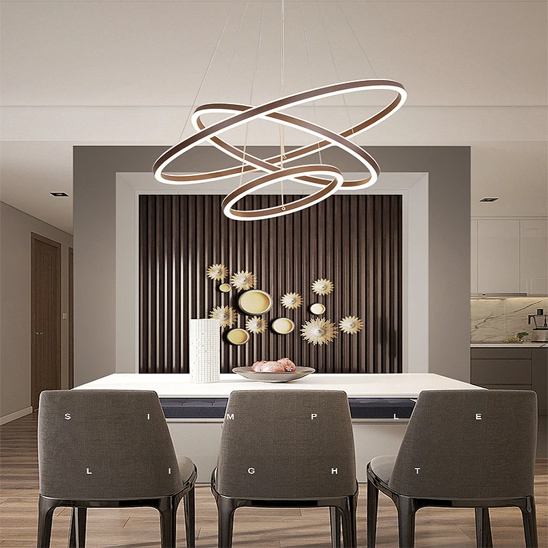 

Chandelier Nordic Postmodern Home Ring Retractable Dining Room Bedroom Living Room Indoor Lighting RC Dimmable Chandelier